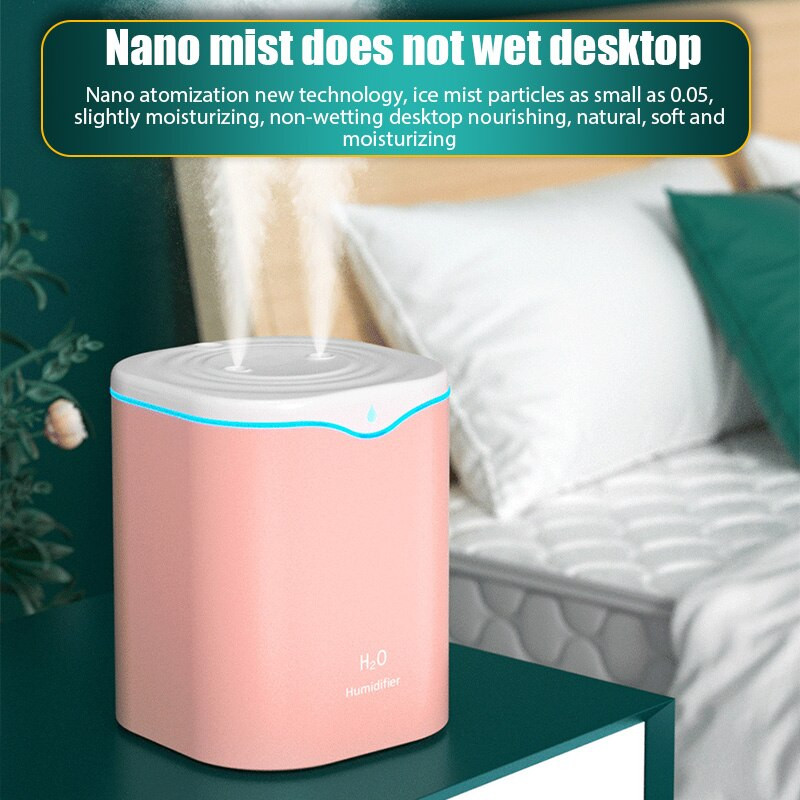 2000 ml elektromos párásító dupla fúvóka színes LED fény aroma olaj diffúzorral otthoni autós USB Cool Mist permetezőhöz