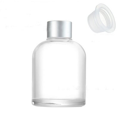 100 ml és 150 ml illatos üveg diffúzor palack és aromaterápiás üvegpalack aluminit körrel és műanyag fedelekkel