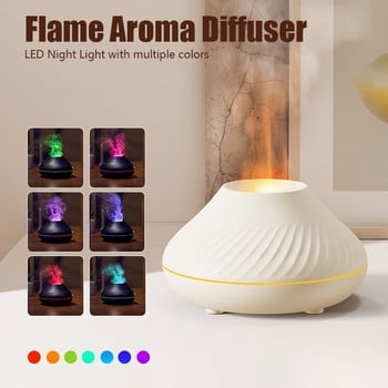 USB симулация на пламък Нощна лампа с резервоар за вода Овлажнител Арома дифузер за домашен офис Спалня Атмосфера Настолна лампа Дифузер