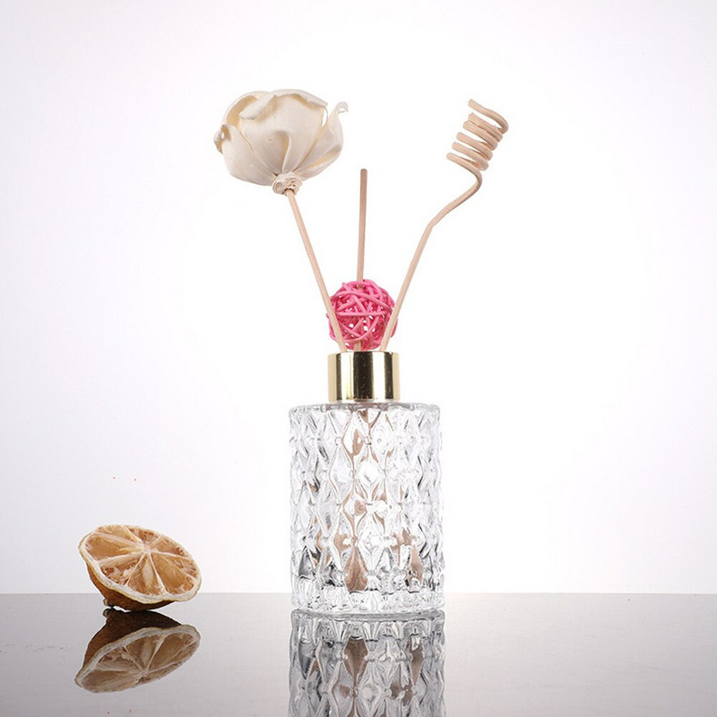 50 ml és 100 ml üres kerek forma Illatos üveg diffúzor palack és aromaterápiás palackok aluminit körrel és műanyag fedelekkel