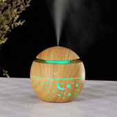 Starry Wood Grain Hollow Star Moon Aromatherapy Machine Creative Colorful Light Transmission Mini Portable 130ML Aroma Ddiffuser