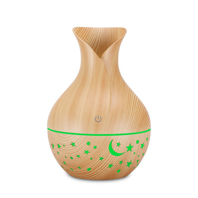 Starry Wood Grain Hollow Star Moon Aromatherapy Machine Creative Colorful Light Transmission Mini Portable 130ML Aroma Ddiffuser