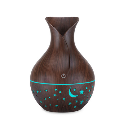 Starry Wood Grain Hollow Star Moon Aromatherapy Machine Creative Colorful Light Transmission Mini Portable 130ML Aroma Ddiffuser