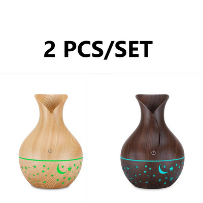 Starry Wood Grain Hollow Star Moon Aromatherapy Machine Creative Colorful Light Transmission Mini Portable 130ML Aroma Ddiffuser