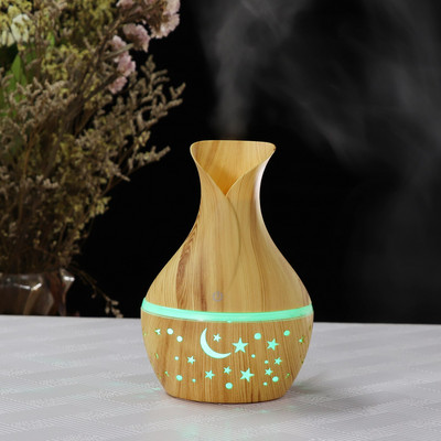 Starry Wood Grain Hollow Star Moon Aromatherapy Machine Creative Colorful Light Transmission Mini Portable 130ML Aroma Ddiffuser