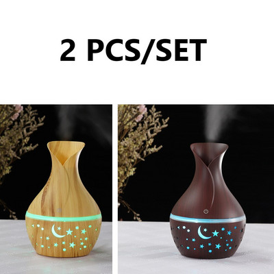 Starry Wood Grain Hollow Star Moon Aromatherapy Machine Creative Colorful Light Transmission Mini Portable 130ML Aroma Ddiffuser