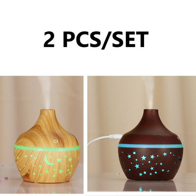 Starry Wood Grain Hollow Star Moon Aromatherapy Machine Creative Colorful Light Transmission Mini Portable 130ML Aroma Ddiffuser