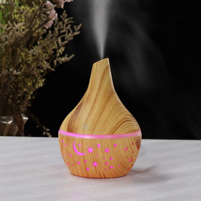 Starry Wood Grain Hollow Star Moon Aromatherapy Machine Creative Colorful Light Transmission Mini Portable 130ML Aroma Ddiffuser