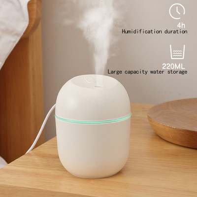 ΝΕΟΣ Ultrasonic Mini Air Humidifier 200ML Aroma Essential Oil Diffuser for Home Car USB Fogger Mist Maker με LED Night Lamp