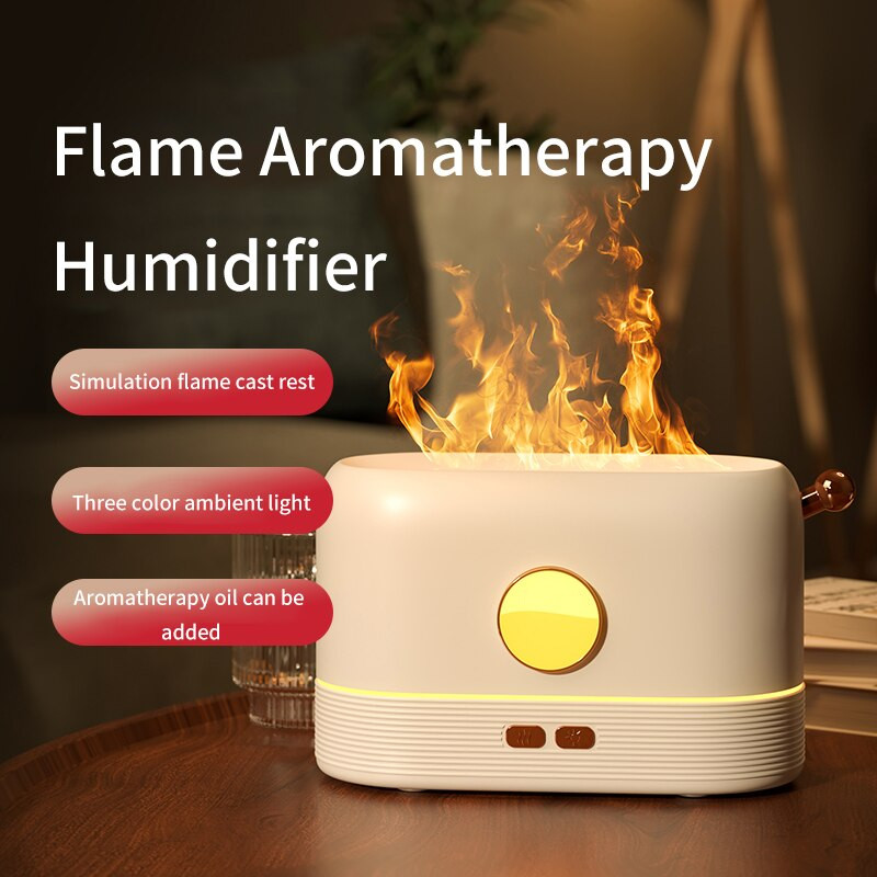 3 Χρώματα Flame Air Humidifier Essential Oil Aroma Diffuser with Water Tank Humidifier 200ML for HomeOfficeBedroom AtmosphereLamp