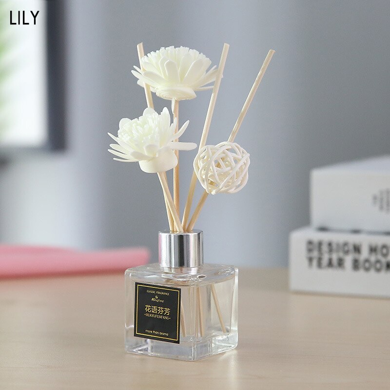 50 ml tűzmentes aromaterápiás illóolaj rattan nád dezodor, tisztító levegő diffúzor pálca Hálószoba WC dekoráció TSLM1