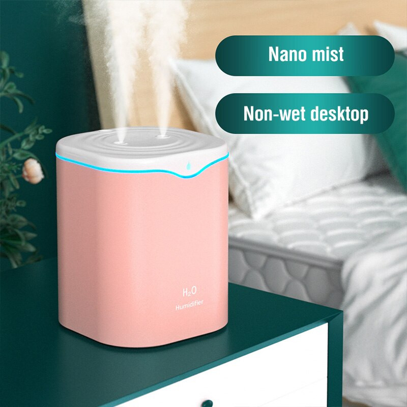 Hordozható 2000 ml-es dupla fúvókás autós légpárásító USB hordozható illóolaj diffúzor LED intelligens párásító otthonra