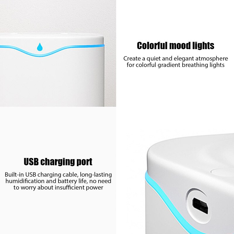 Hordozható 2000 ml-es dupla fúvókás autós légpárásító USB hordozható illóolaj diffúzor LED intelligens párásító otthonra