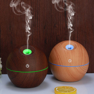 Mini Air Humidifier USB Ultrasonic Aroma Diffuser Wood Grain 7 LED Light Electric Essential Oil Diffuser for Home Aromatherapy