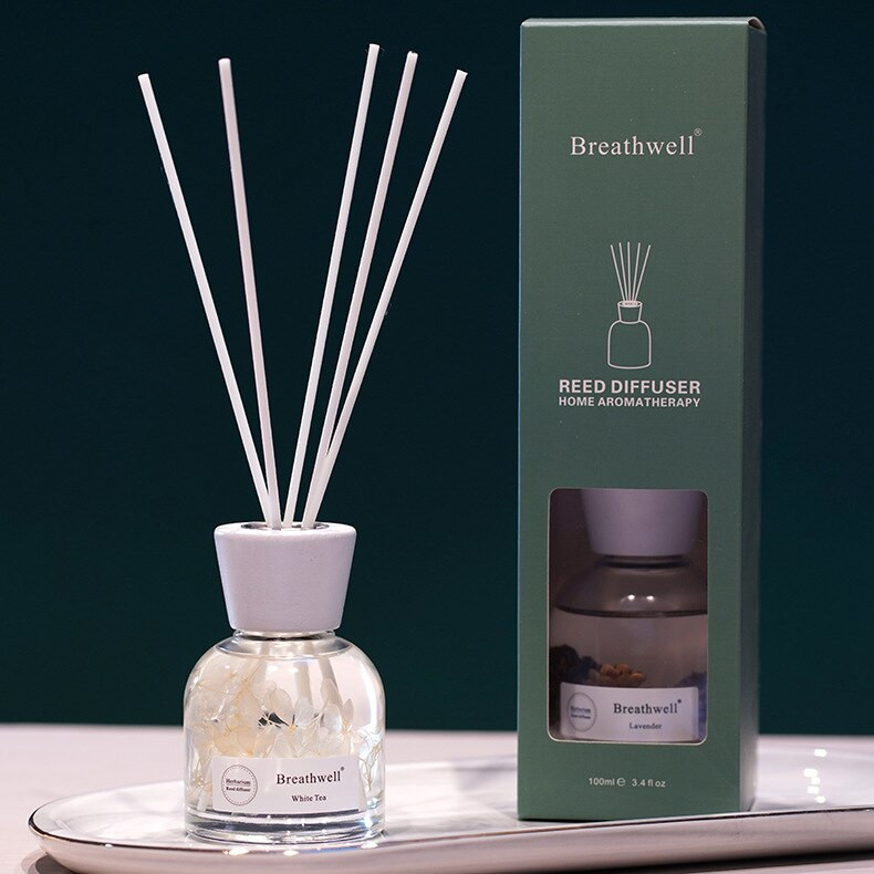 Ajándék Immortal Flower aromaterápiás diffúzor 100 ml otthoni illatú fehér rattan pálcikákkal és kerámia kupakkal Reed diffúzor otthonra