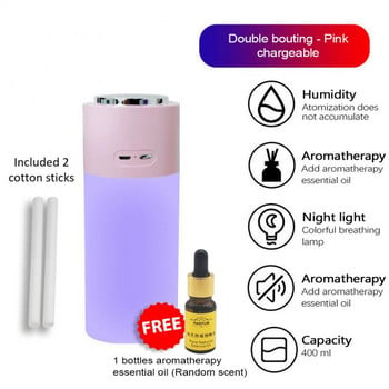 Oil Wireless Air Humidifier Rechargeable Double Spray Portable Car Humificador Purifier Diffuser Luminous Free Tool Aromatherapy