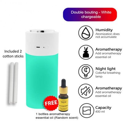 Oil Wireless Air Humidifier Rechargeable Double Spray Portable Car Humificador Purifier Diffuser Luminous Free Tool Aromatherapy