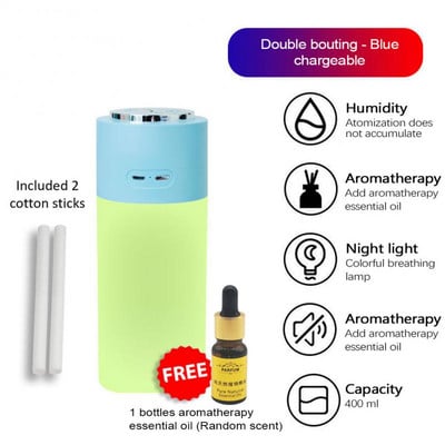 Oil Wireless Air Humidifier Rechargeable Double Spray Portable Car Humificador Purifier Diffuser Luminous Free Tool Aromatherapy