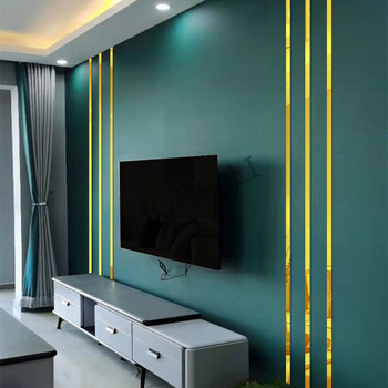 Αυτοκόλλητο αυτοκόλλητο καθρέφτη τοίχου 3M αυτοκόλλητο Μεταλλική λωρίδα άκρων Διακοσμητικά αυτοκόλλητα σαλονιού Φόντο οροφής τοίχου Διακοσμητικές γραμμές χρυσή ταινία