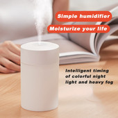 Umidificator de aer cu ultrasunete USB Lampă LED Mini difuzor de uleiuri esențiale Purificator de mașină Producător de ceață de anioni cu lumină romantică Instrumente pentru casă