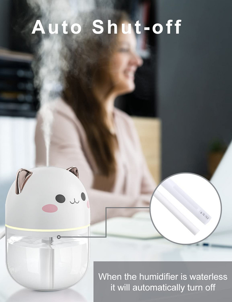 Mini légpárásító aranyos aroma diffúzor éjszakai fény hideg köddel hálószoba otthoni autós növények tisztító párásító szoba frissítő