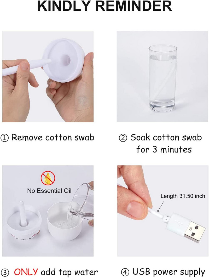 Mini légpárásító aranyos aroma diffúzor éjszakai fény hideg köddel hálószoba otthoni autós növények tisztító párásító szoba frissítő
