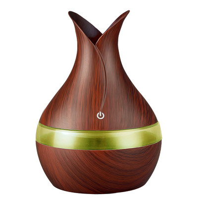 300ml Electric Air Humidifier Essential Aroma Oil Ultrasonic Wood Grain Humidifier Diffuser Usb Mini Mist Maker Led Light 2022