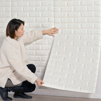 2mx70cm 3D αυτοκόλλητα τοίχου από τούβλα DIY Decor Αυτοκόλλητη αδιάβροχη ταπετσαρία για παιδικό δωμάτιο κρεβατοκάμαρα Κουζίνα Διακόσμηση ταπετσαρίας σπιτιού