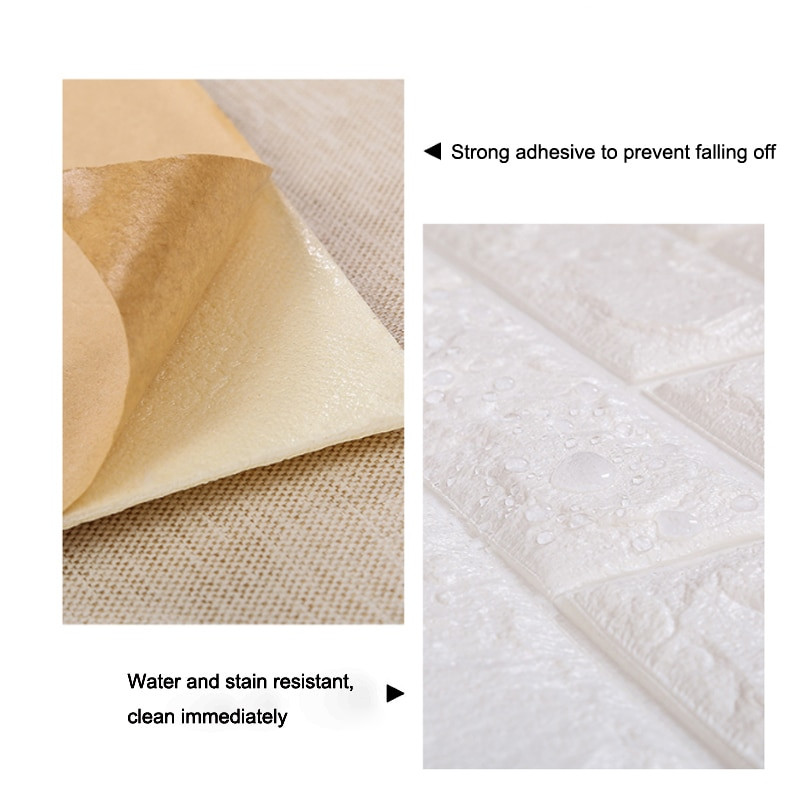 2mx70cm Autocolante 3D de perete de cărămidă Decor DIY Tapet autoadeziv impermeabil pentru camera de copii Dormitor Bucătărie Decor tapet de perete