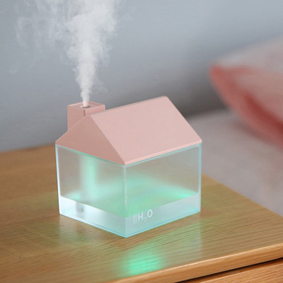 Ház típusú légpárásító mini aromaterápiás diffúzor párásítós hordozható permetező USB illóolaj porlasztó otthoni használatra