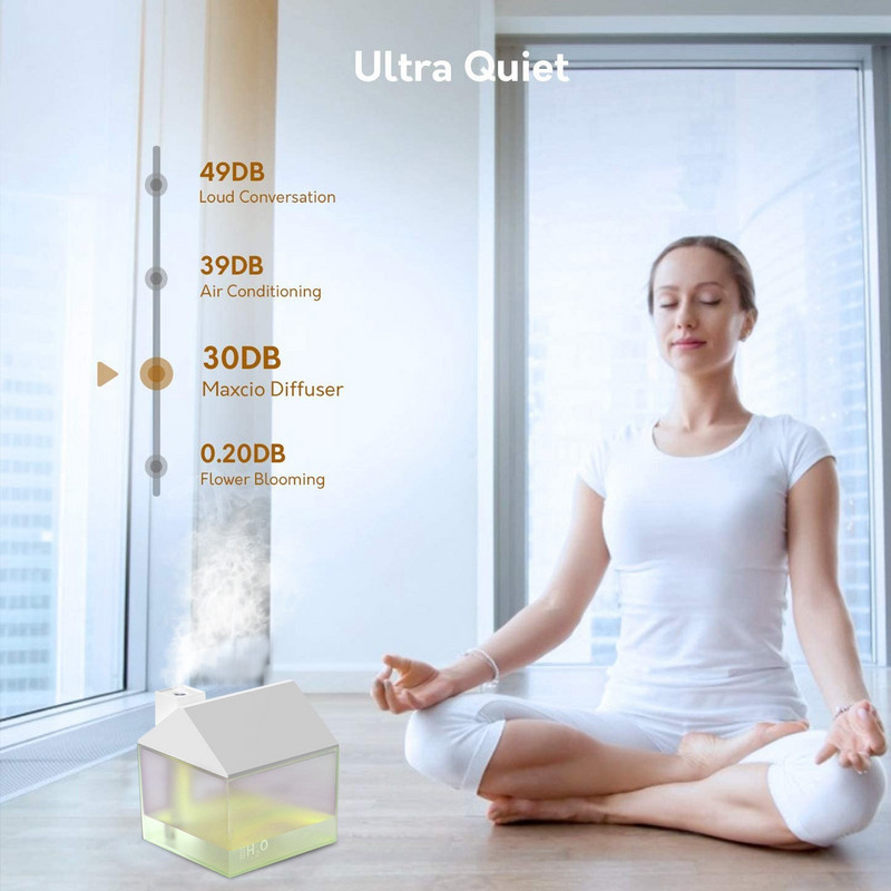Ház típusú légpárásító mini aromaterápiás diffúzor párásítós hordozható permetező USB illóolaj porlasztó otthoni használatra