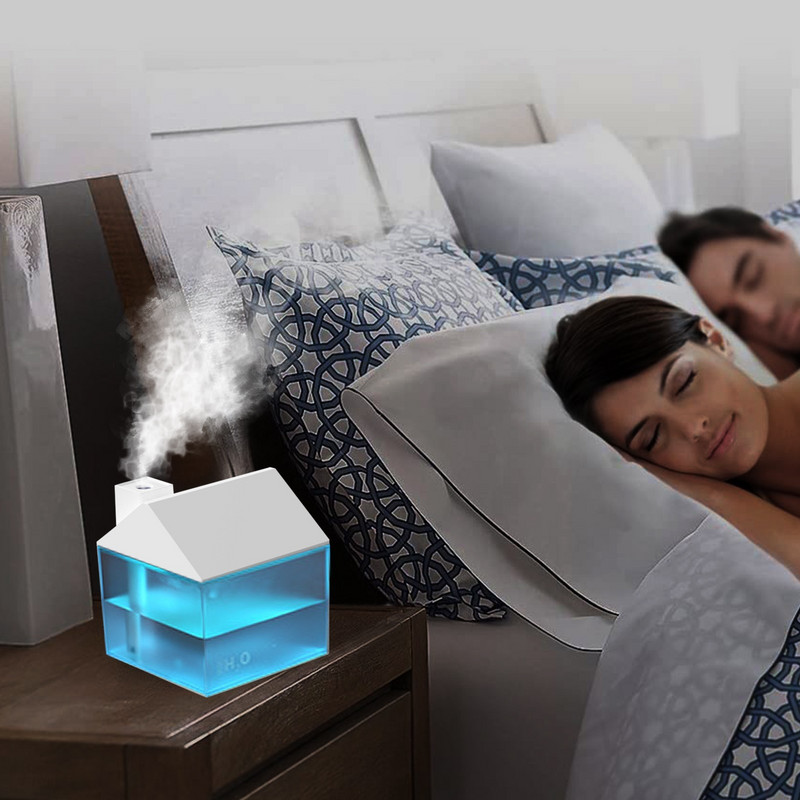 Ház típusú légpárásító mini aromaterápiás diffúzor párásítós hordozható permetező USB illóolaj porlasztó otthoni használatra
