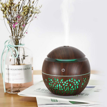 USB Air Humidifier Electric Aroma Diffuser Mist Wood Grain Oil Aromatherapy Mini Have 7 Led Light For Car Home Office