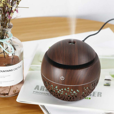 USB Air Humidifier Electric Aroma Diffuser Mist Wood Grain Oil Aromatherapy Mini Have 7 Led Light For Car Home Office