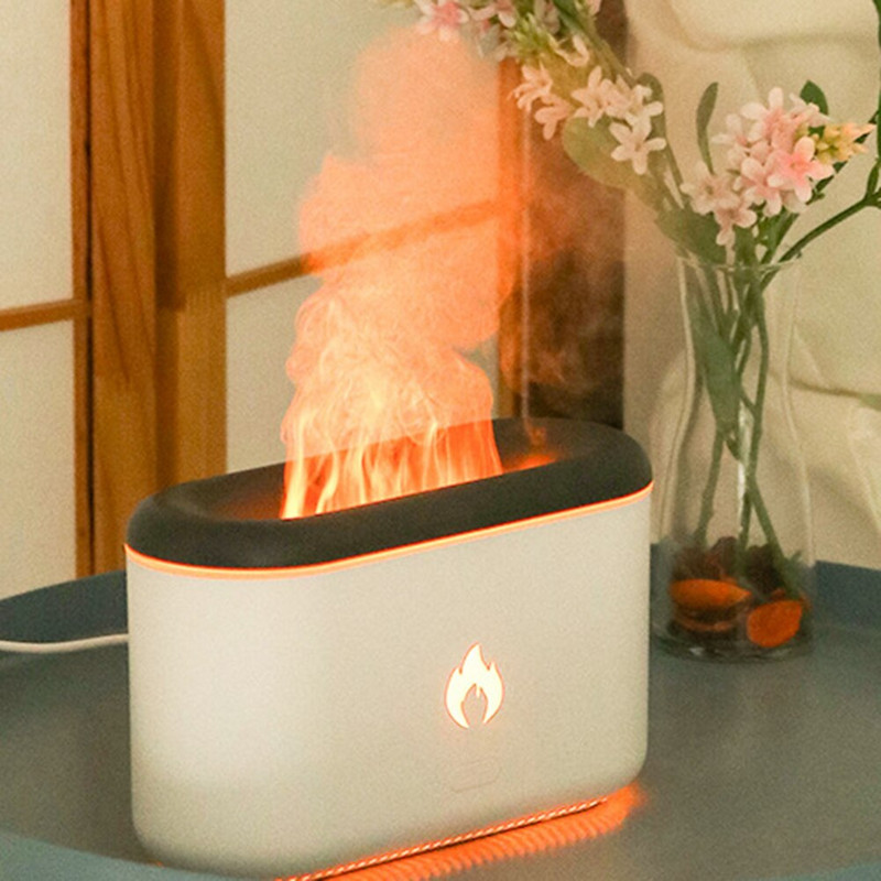 360ml Flame Párásító Aroma Diffúzor Levegő Ultrahangos Cool Mist Make Fogger Illóolaj Lánglámpa Difúzor Dropshiping
