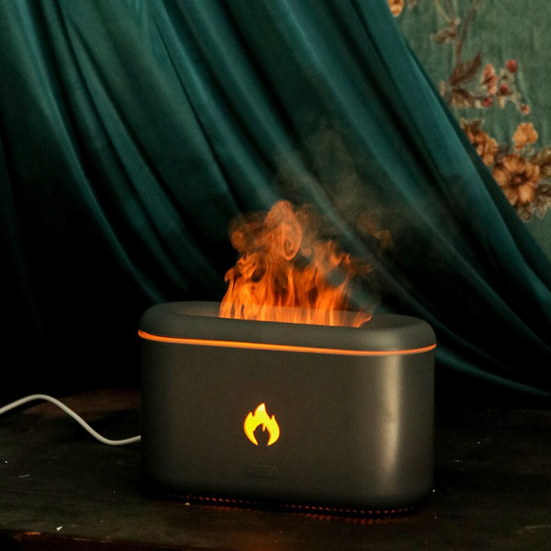 360ml Flame Párásító Aroma Diffúzor Levegő Ultrahangos Cool Mist Make Fogger Illóolaj Lánglámpa Difúzor Dropshiping