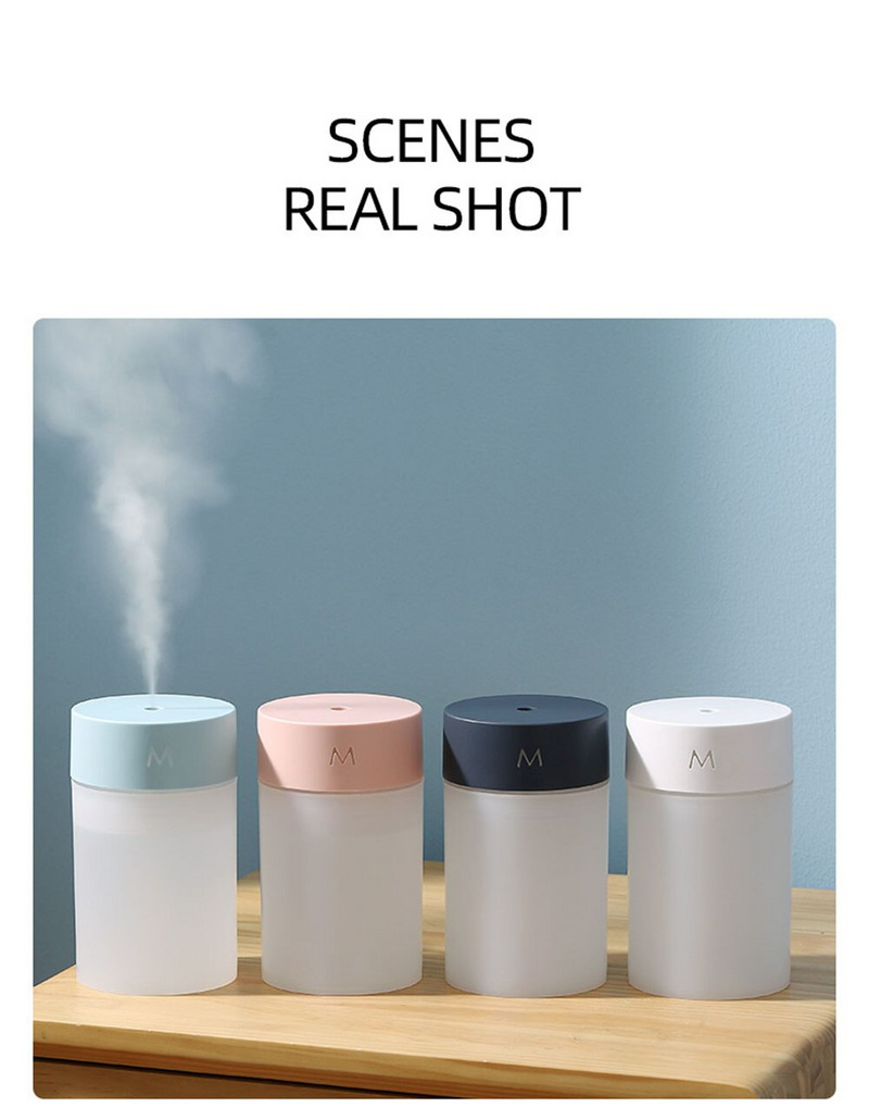 260ML USB Ultrasonic Air Humidifier LED Lamp Mini Essential Oil Diffuser Car Purifier Aroma Anion Mist Maker with Romantic Light