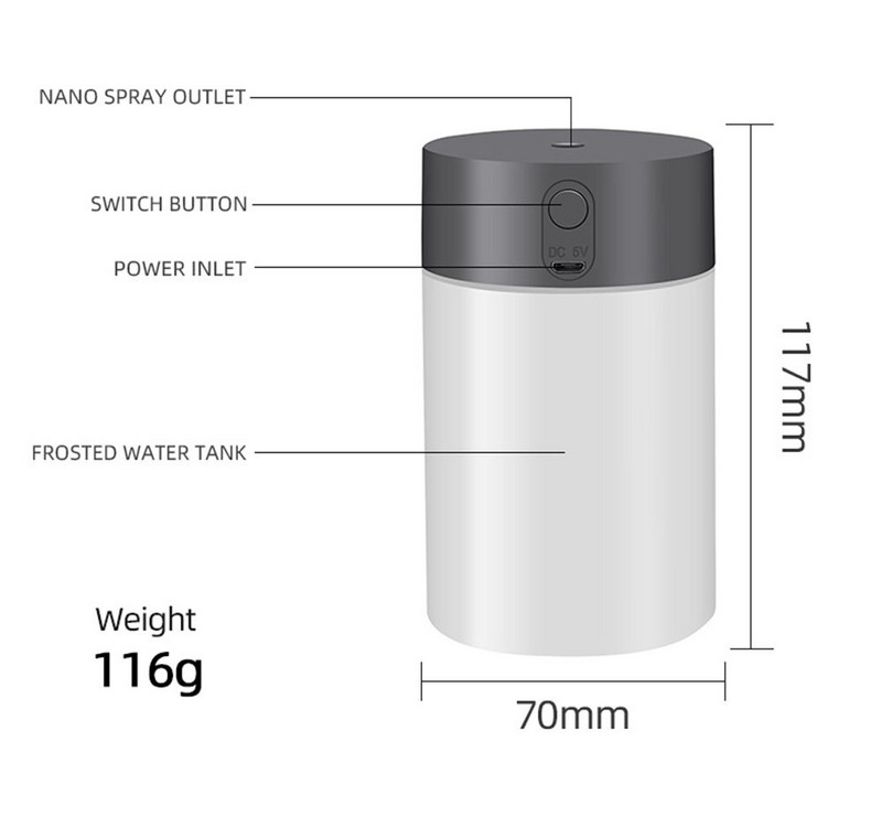 260ML USB Ultrasonic Air Humidifier LED Lamp Mini Essential Oil Diffuser Car Purifier Aroma Anion Mist Maker with Romantic Light