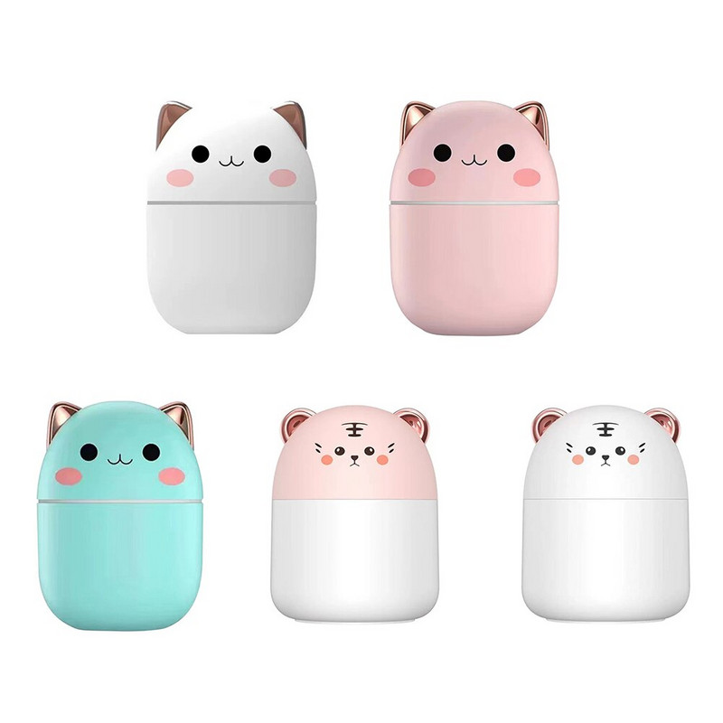 250 ml-es mini légpárásító aranyos aroma diffúzor éjszakai fénnyel Cool Mist készítő otthoni hálószobához, asztali irodai légfrissítőhöz