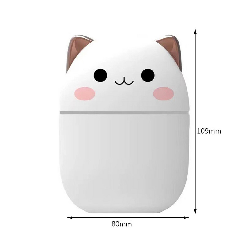 250 ml-es mini légpárásító aranyos aroma diffúzor éjszakai fénnyel Cool Mist készítő otthoni hálószobához, asztali irodai légfrissítőhöz