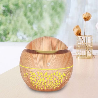 130ML Home Office Usb Aromatherapy Humidifier Air Aroma Essential Oil Diffuser Wood Grain Ultrasonic Air Diffuser with 7 Colors