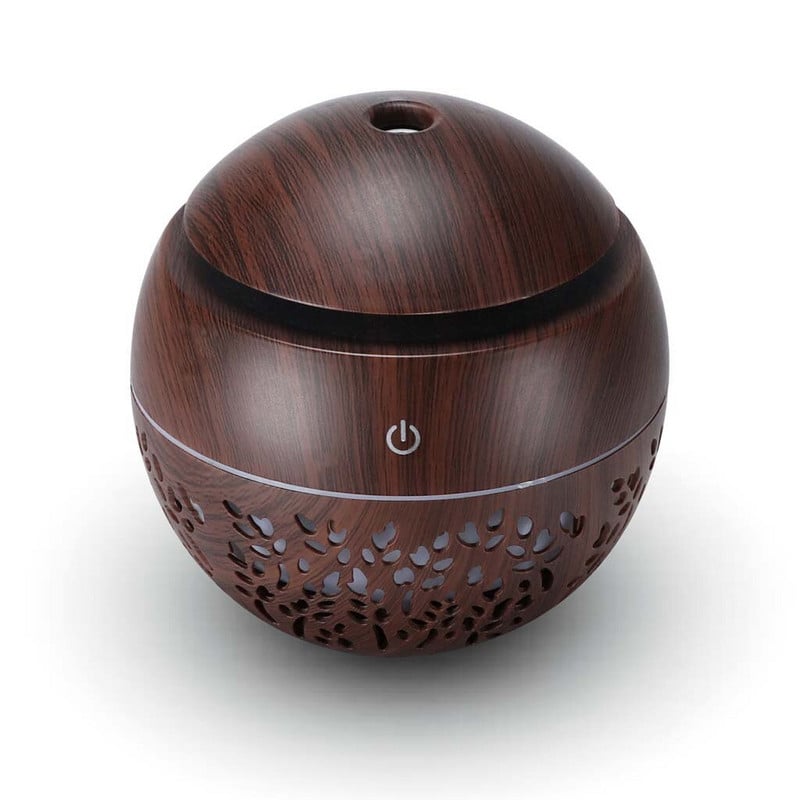 130ML Home Office Usb Aromatherapy Humidifier Air Aroma Essential Oil Diffuser Wood Grain Ultrasonic Air Diffuser with 7 Colors