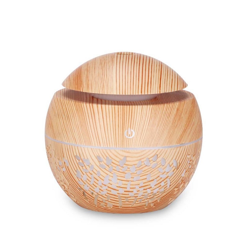 130ML Home Office Usb Aromatherapy Humidifier Air Aroma Essential Oil Diffuser Wood Grain Ultrasonic Air Diffuser with 7 Colors