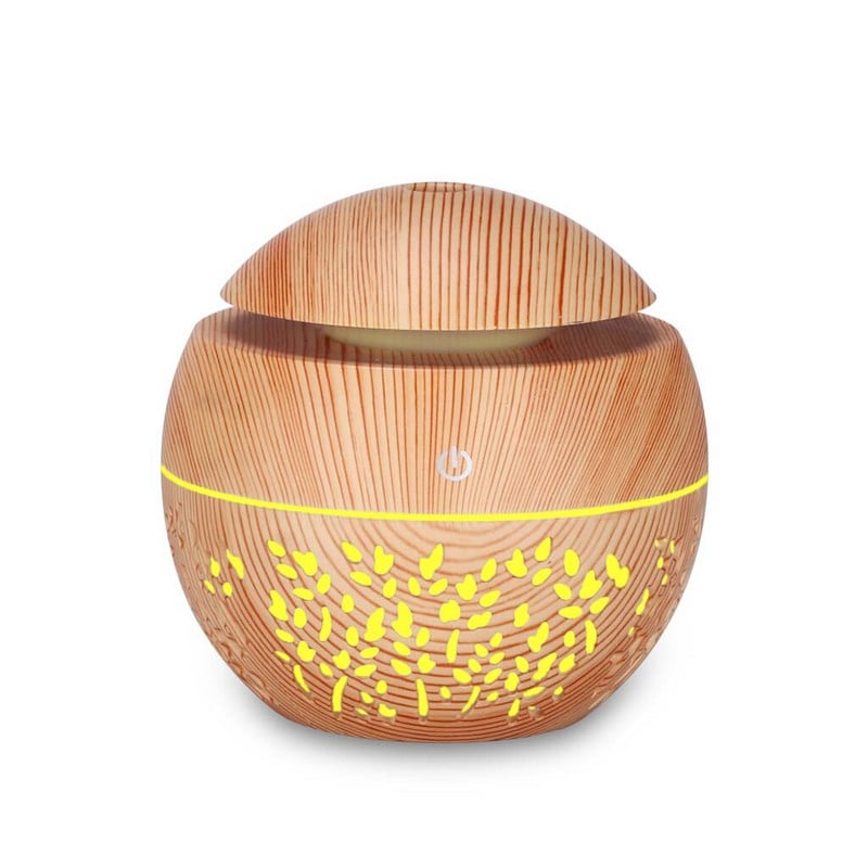 130ML Home Office Usb Aromatherapy Humidifier Air Aroma Essential Oil Diffuser Wood Grain Ultrasonic Air Diffuser with 7 Colors