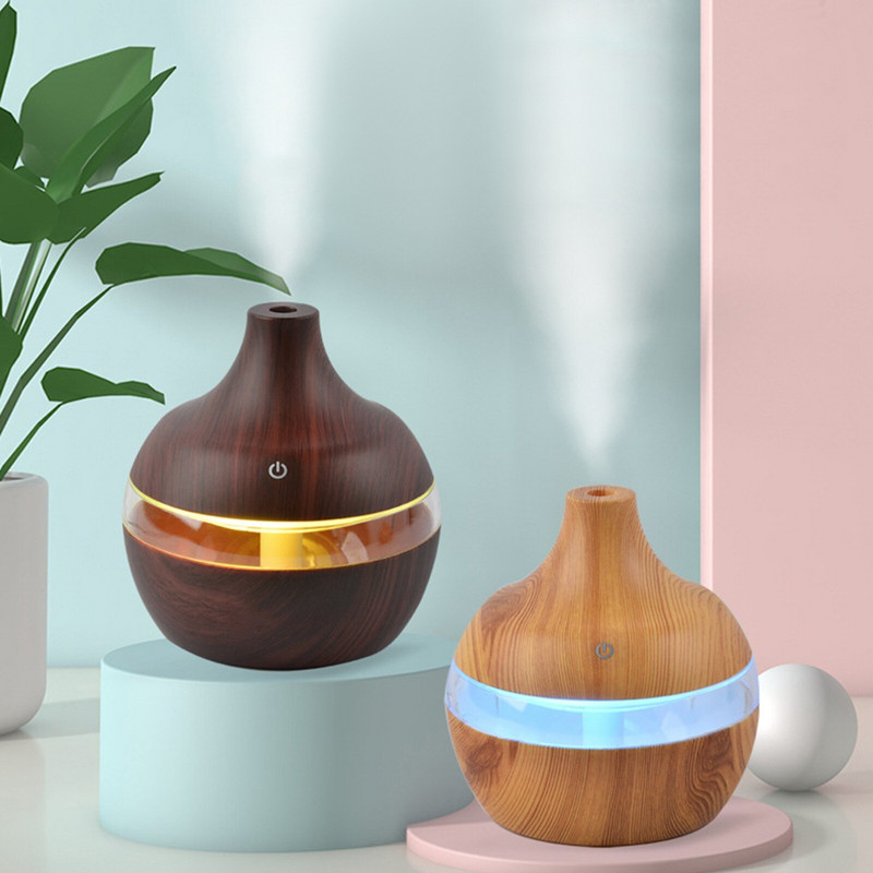 USB Humidifier Aroma Electric Aroma Diffuser Mist Wood Grain Oil Aromatherapy Mini Have Night Light for Car Home Office