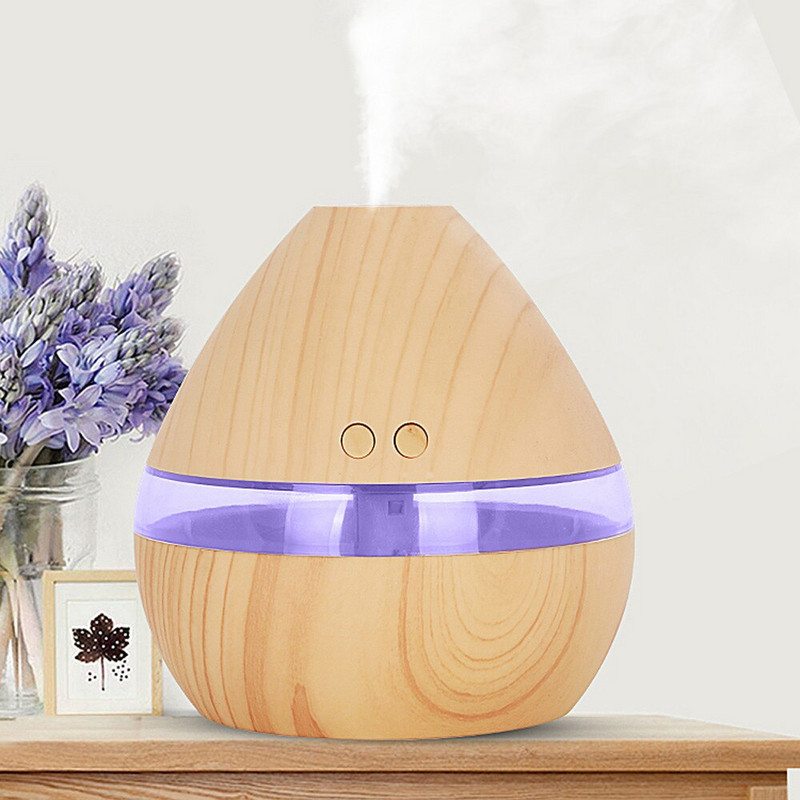 USB Electric Aroma Air Diffuser Essential Air Humidifier Ultrasonic Aromatherapy Wood Grain Humidifier Mini Mist Maker Light LED