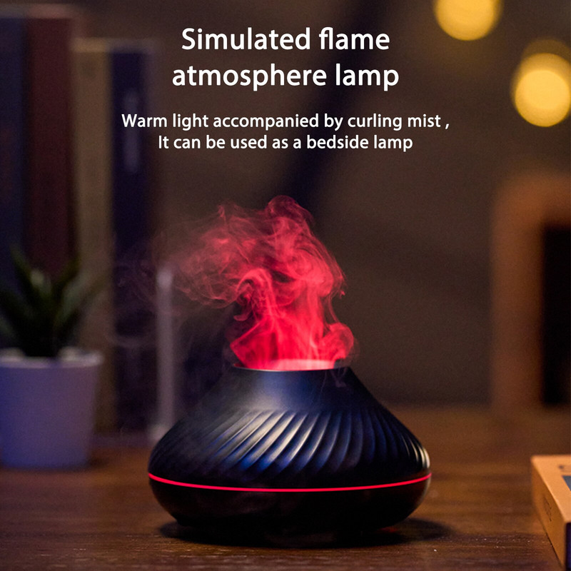 Led Night Lights Aroma Diffuser Simuliation Flame 130ml Aromaterapinis drėkintuvai Aromaterapinis difuzorius, skirtas miegamojo biurui