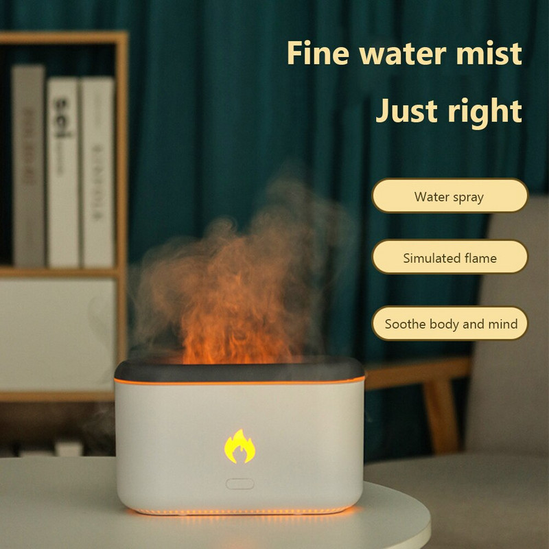 Flame Humidifier Air Essential Oil Diffuser Aroma Ultrasonic Mist Maker Δωμάτιο γραφείου σπιτιού Αρωματοθεραπεία υγραντήρας Υπνοδωμάτιο