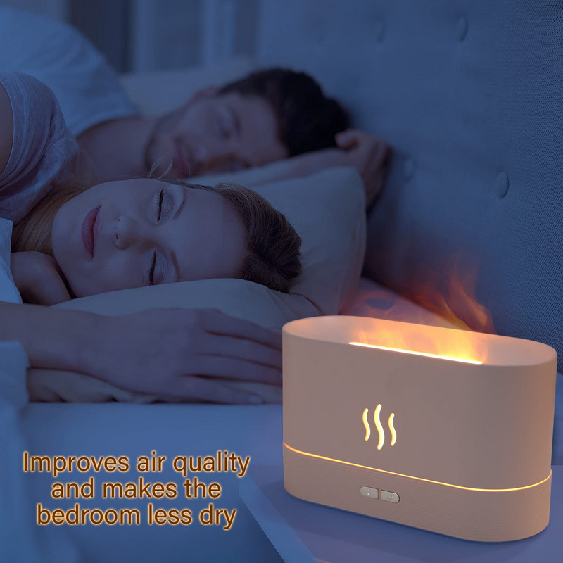 USB Flame légpárásító hordozható illóolaj diffúzor éjszakai fénnyel 180 ml ultrahangos ködporlasztó otthoni irodai illat