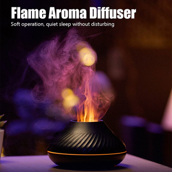 Flame Aroma Diffuser Ultrasonic Humidifier Μικρός διαχύτης αιθέριου ελαίου με λάμπα LED Air Cool Mist Maker για οικιακό γραφείο